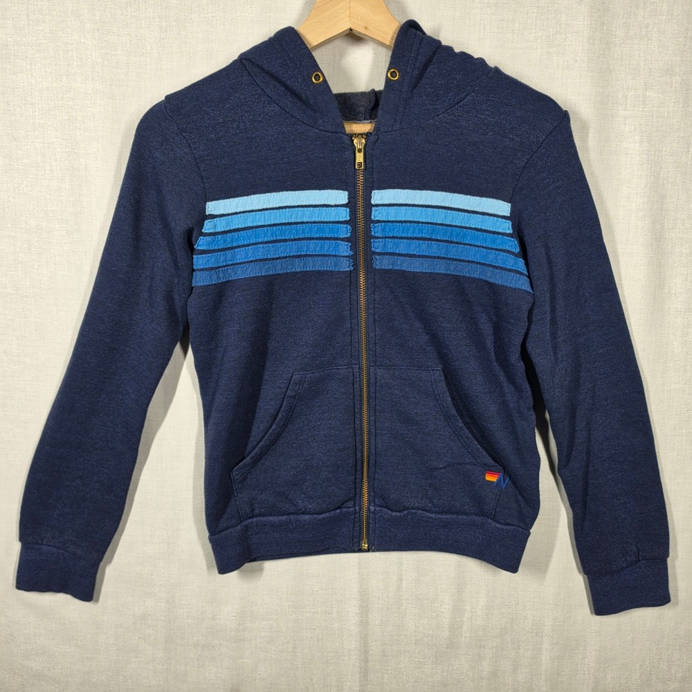 Aviator Nation Hoodie Kids Size 12 Vintage Style Retro 5 Stripe Sweatshirt